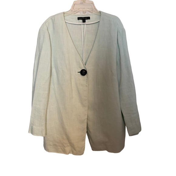 Lafayette 148 New York Women's Size 14 100%  Linen Light Mint Blazer - Picture 1 of 7